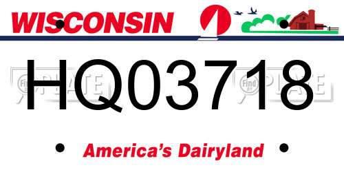 HQ03718 Wisconsin License Plate