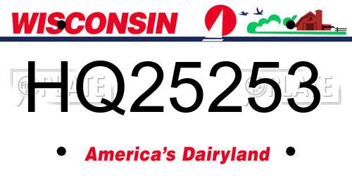 HQ25253 Wisconsin License Plate