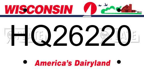 HQ26220 Wisconsin License Plate