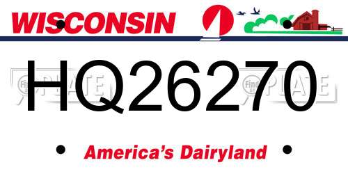 HQ26270 Wisconsin License Plate