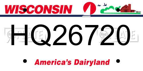 HQ26720 Wisconsin License Plate