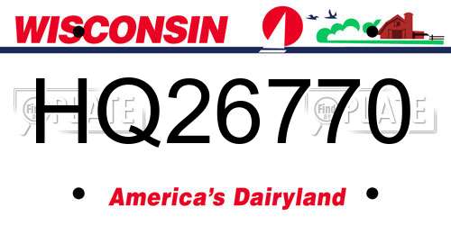 HQ26770 Wisconsin License Plate