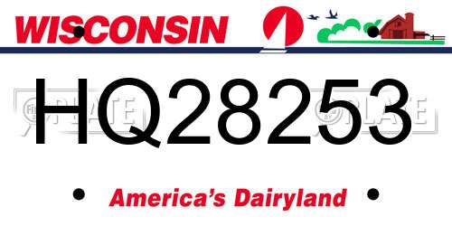 HQ28253 Wisconsin License Plate