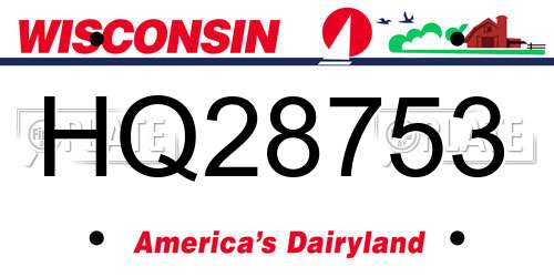 HQ28753 Wisconsin License Plate