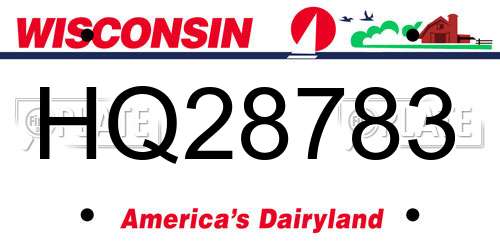 HQ28783 Wisconsin License Plate