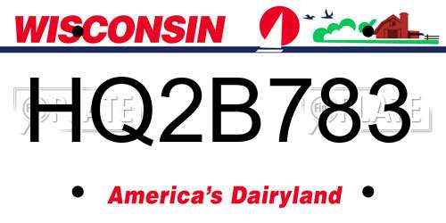 HQ2B783 Wisconsin License Plate