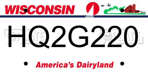 HQ2G220 Wisconsin License Plate