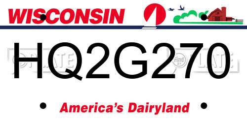HQ2G270 Wisconsin License Plate