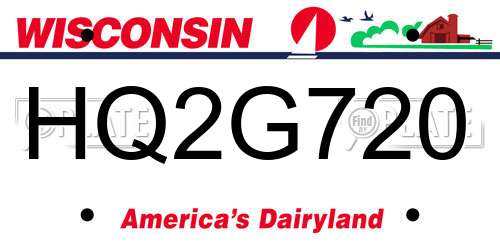HQ2G720 Wisconsin License Plate