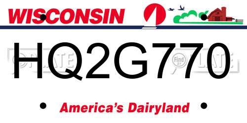 HQ2G770 Wisconsin License Plate