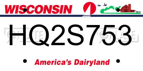 HQ2S753 Wisconsin License Plate