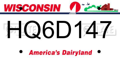HQ6D147 Wisconsin License Plate