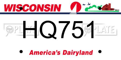 HQ751 Wisconsin License Plate