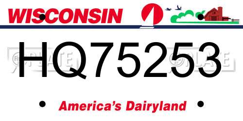 HQ75253 Wisconsin License Plate