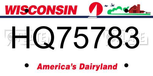 HQ75783 Wisconsin License Plate