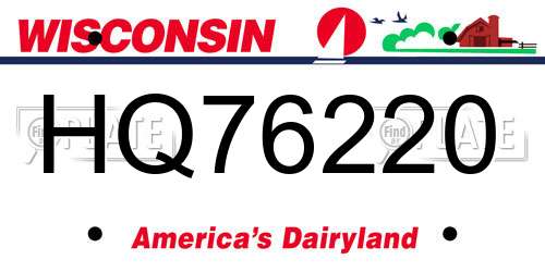 HQ76220 Wisconsin License Plate