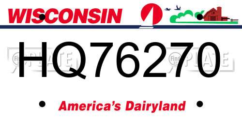 HQ76270 Wisconsin License Plate