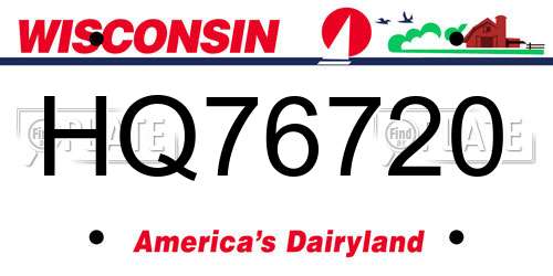 HQ76720 Wisconsin License Plate