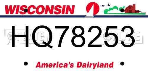 HQ78253 Wisconsin License Plate