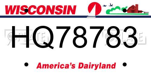 HQ78783 Wisconsin License Plate