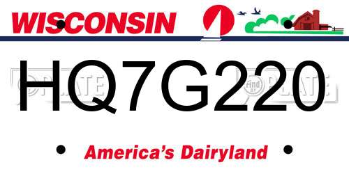 HQ7G220 Wisconsin License Plate
