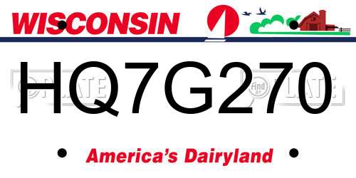 HQ7G270 Wisconsin License Plate
