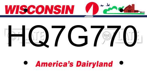 HQ7G770 Wisconsin License Plate