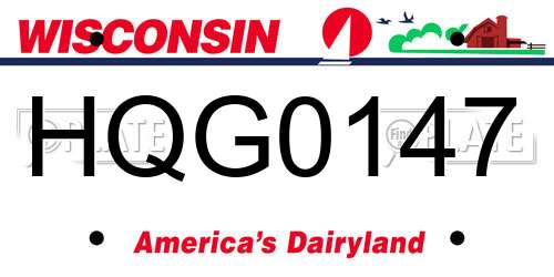 HQG0147 Wisconsin License Plate