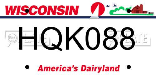 HQK088 Wisconsin License Plate