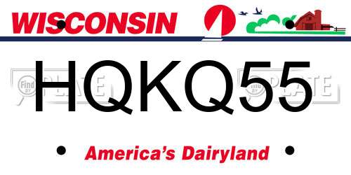 HQKQ55 Wisconsin License Plate