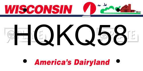 HQKQ58 Wisconsin License Plate