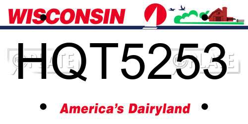 HQT5253 Wisconsin License Plate