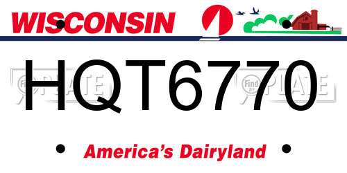 HQT6770 Wisconsin License Plate
