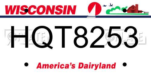 HQT8253 Wisconsin License Plate