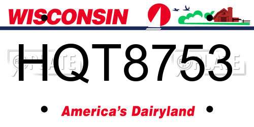 HQT8753 Wisconsin License Plate
