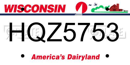 HQZ5753 Wisconsin License Plate