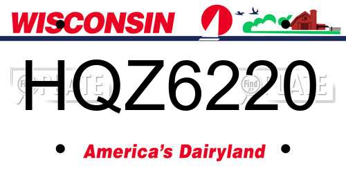 HQZ6220 Wisconsin License Plate