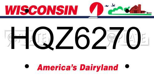 HQZ6270 Wisconsin License Plate