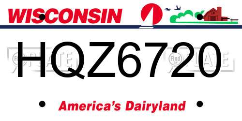 HQZ6720 Wisconsin License Plate