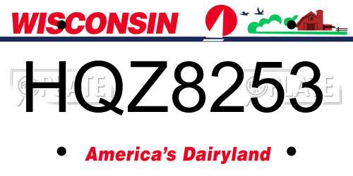 HQZ8253 Wisconsin License Plate