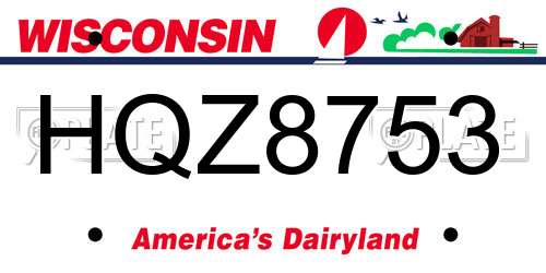 HQZ8753 Wisconsin License Plate
