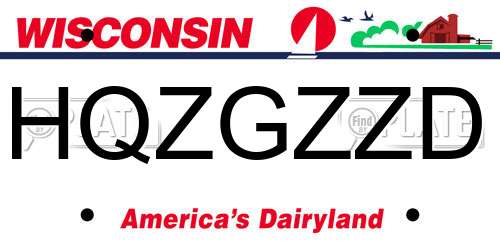 HQZGZZD Wisconsin License Plate