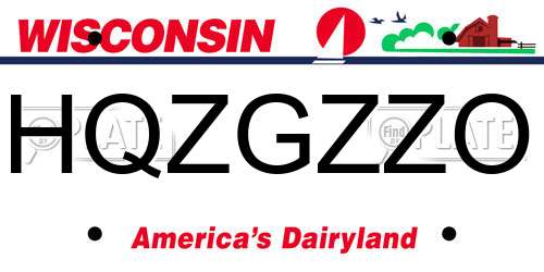 HQZGZZO Wisconsin License Plate