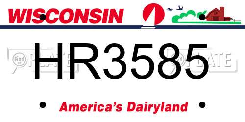 HR3585 Wisconsin License Plate