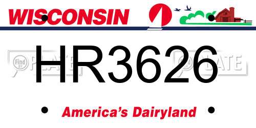 HR3626 Wisconsin License Plate