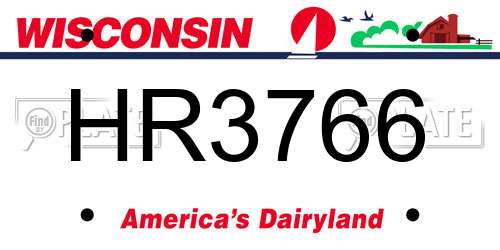 HR3766 Wisconsin License Plate
