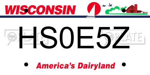 HS0E5Z Wisconsin License Plate