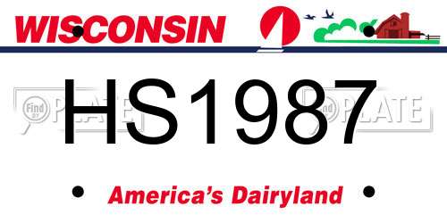 HS1987 Wisconsin License Plate