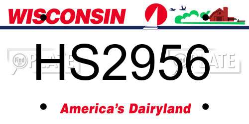HS2956 Wisconsin License Plate