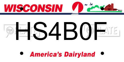 HS4B0F Wisconsin License Plate